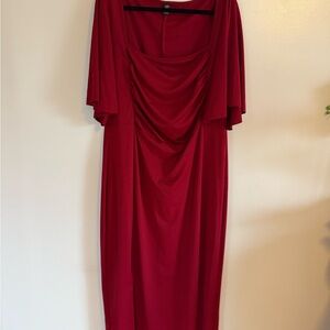 SHEIN Red Draped Midi Dress